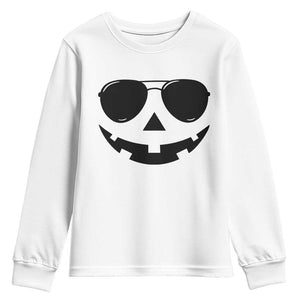 Pumpkin Face Youth Sweatshirt Vintage Jack o Lantern Jackolantern Spooky Season Halloween TS10 White Print Your Wear