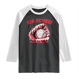 Red October Raglan Shirt Baseball Drip Ice Cream Sprinkles Baseball Glove TS10 Black White Print Your Wear