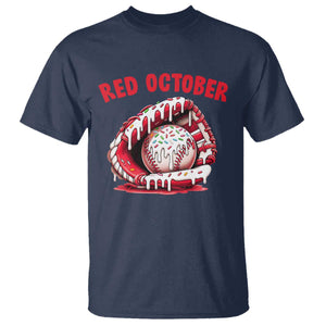 Red October T Shirt Baseball Drip Ice Cream Sprinkles Baseball Glove TS10 Navy Print Your Wear