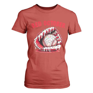 Red October T Shirt For Women Baseball Drip Ice Cream Sprinkles Baseball Glove TS10 Red Print Your Wear