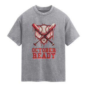 October Ready Washed Cotton T-Shirt Philadelphia Playoff Baseball Drip Graffiti