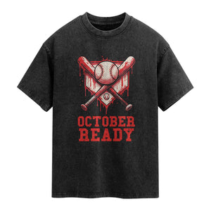 October Ready Washed Cotton T-Shirt Philadelphia Playoff Baseball Drip Graffiti