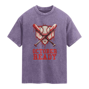 October Ready Washed Cotton T-Shirt Philadelphia Playoff Baseball Drip Graffiti