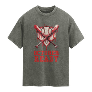 October Ready Washed Cotton T-Shirt Philadelphia Playoff Baseball Drip Graffiti