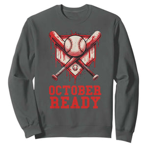 October Ready Sweatshirt Philadelphia Playoff Baseball Drip Graffiti TS10 Dark Heather Print Your Wear