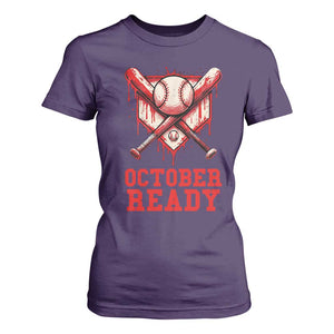 October Ready T Shirt For Women Philadelphia Playoff Baseball Drip Graffiti TS10 Purple Print Your Wear