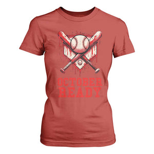 October Ready T Shirt For Women Philadelphia Playoff Baseball Drip Graffiti TS10 Red Print Your Wear