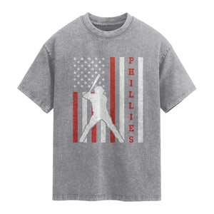 Philly Baseball Washed Cotton T-Shirt Cool Distressed Philadelphia Red October US Flag