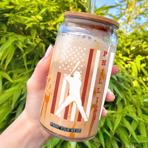 Philly Baseball Glass Can Cool Distressed Philadelphia Red October US Flag TS10 Black Print Your Wear