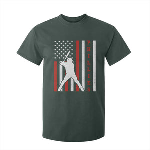 Philly Baseball T Shirt For Kid Cool Distressed Philadelphia Red October US Flag TS10 Dark Forest Green Print Your Wear