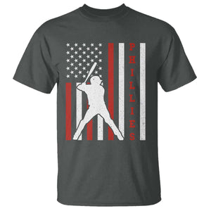 Phillies Baseball T Shirt Cool Distressed Philadelphia Red October US Flag TS10 Dark Heather Print Your Wear