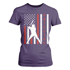 Philly Baseball T Shirt For Women Cool Distressed Philadelphia Red October US Flag TS10 Purple Print Your Wear