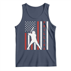 Phillies Baseball Tank Top Cool Distressed Philadelphia Red October US Flag TS10 Navy Print Your Wear