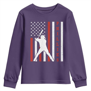 Philly Baseball Youth Sweatshirt Cool Distressed Philadelphia Red October US Flag TS10 Purple Print Your Wear