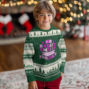 Dirty Humor Ugly Christmas Sweater My Breath Smells Like Foreskin TS10 Forest Green Beige Print Your Wear