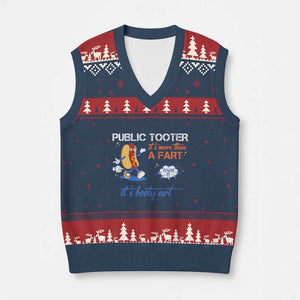 Public Tooter V-Neck Knit Sweater Vest Its More Than A Fart Funny Inappropriate Embarrassing TS10 Navy Red Print Your Wear
