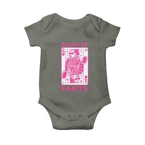 Queen of Farts Baby Onesie Funny Joke Inappropriate Fart Prank Gift TS10 Military Green Print Your Wear