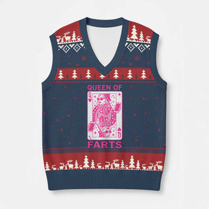 Queen of Farts V-Neck Knit Sweater Vest Funny Joke Inappropriate Fart Prank Gift TS10 Navy Red Print Your Wear