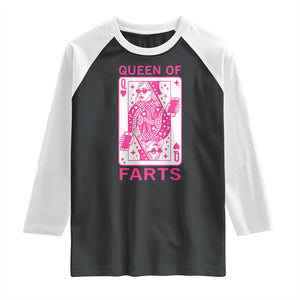 Queen of Farts Raglan Shirt Funny Joke Inappropriate Fart Prank Gift TS10 Black White Print Your Wear