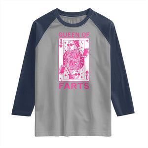 Queen of Farts Raglan Shirt Funny Joke Inappropriate Fart Prank Gift TS10 Sport Gray Navy Print Your Wear