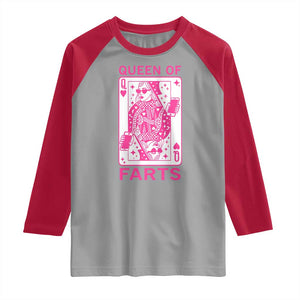 Queen of Farts Raglan Shirt Funny Joke Inappropriate Fart Prank Gift TS10 Sport Gray Red Print Your Wear