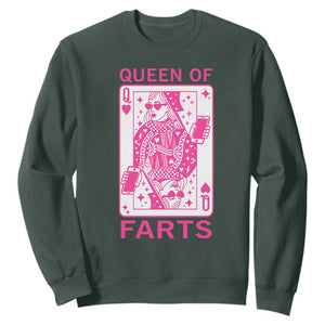 Queen of Farts Sweatshirt Funny Joke Inappropriate Fart Prank Gift TS10 Dark Forest Green Print Your Wear