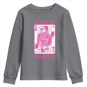 Queen of Farts Youth Sweatshirt Funny Joke Inappropriate Fart Prank Gift TS10 Charcoal Print Your Wear