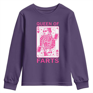 Queen of Farts Youth Sweatshirt Funny Joke Inappropriate Fart Prank Gift TS10 Purple Print Your Wear