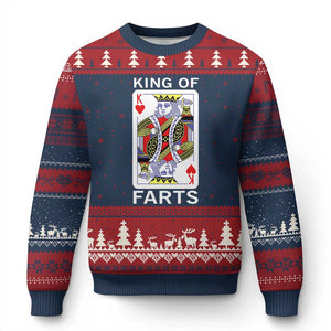 King of Farts Ugly Christmas Sweater Funny Joke Inappropriate Fart Prank Gift TS10 Navy Red Print Your Wear
