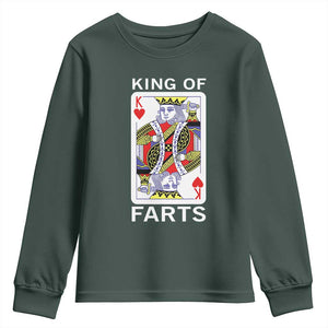 King of Farts Youth Sweatshirt Funny Joke Inappropriate Fart Prank Gift TS10 Dark Forest Green Print Your Wear