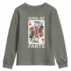 King of Farts Youth Sweatshirt Funny Joke Inappropriate Fart Prank Gift TS10 Military Green Print Your Wear
