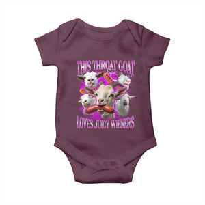 Funny Throat Goat Baby Onesie Swallows Juicy Wieners Inappropriate Adult TS10 Maroon Print Your Wear
