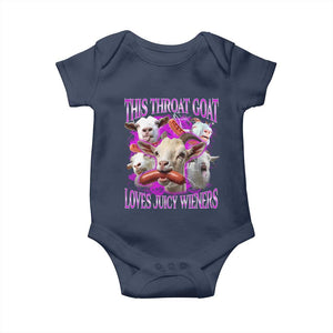Funny Throat Goat Baby Onesie Swallows Juicy Wieners Inappropriate Adult TS10 Navy Print Your Wear