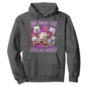 Funny Throat Goat Hoodie Swallows Juicy Wieners Inappropriate Adult TS10 Dark Heather Print Your Wear