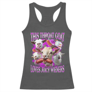 Funny Throat Goat Racerback Tank Top Swallows Juicy Wieners Inappropriate Adult TS10 Dark Heather Print Your Wear