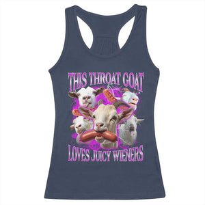 Funny Throat Goat Racerback Tank Top Swallows Juicy Wieners Inappropriate Adult TS10 Navy Print Your Wear