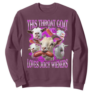 Funny Throat Goat Sweatshirt Swallows Juicy Wieners Inappropriate Adult TS10 Maroon Print Your Wear
