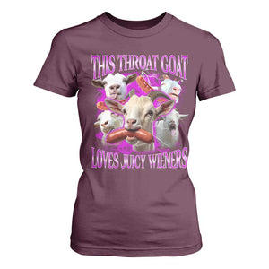 Funny Throat Goat T Shirt For Women Swallows Juicy Wieners Inappropriate Adult TS10 Maroon Print Your Wear