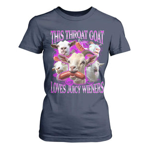 Funny Throat Goat T Shirt For Women Swallows Juicy Wieners Inappropriate Adult TS10 Navy Print Your Wear
