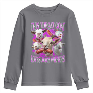 Funny Throat Goat Youth Sweatshirt Swallows Juicy Wieners Inappropriate Adult TS10 Charcoal Print Your Wear