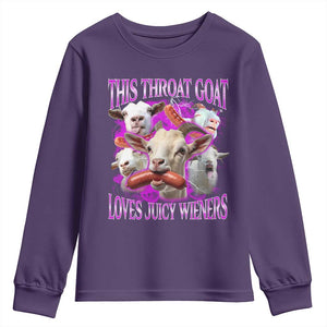 Funny Throat Goat Youth Sweatshirt Swallows Juicy Wieners Inappropriate Adult TS10 Purple Print Your Wear