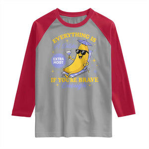 Funny Embarrassing Saying Raglan Shirt Sarcastic Inappropriate Raunchy Banana TS10 Sport Gray Red Print Your Wear