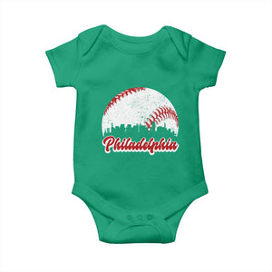 Philadelphia Baseball Baby Onesie Vintage Skyline City TS10 Irish Green Print Your Wear