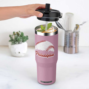 Philadelphia Baseball Flip Straw Tumbler Vintage Skyline City TS10 One Size: 30 oz Light Pink Print Your Wear