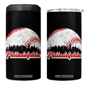 Philadelphia Baseball 4 in 1 Can Cooler Tumbler Vintage Skyline City TS10 One Size: 16 oz Black Print Your Wear