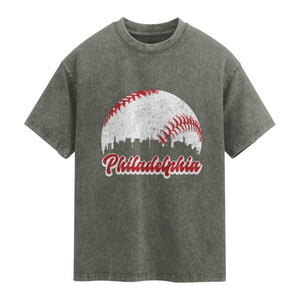 Philadelphia Baseball Washed Cotton T-Shirt Vintage Skyline City