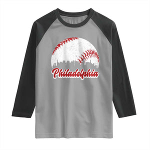 Philadelphia Baseball Raglan Shirt Vintage Skyline City TS10 Sport Gray Black Print Your Wear