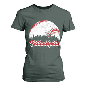 Philadelphia Baseball T Shirt For Women Vintage Skyline City TS10 Dark Forest Green Print Your Wear