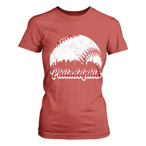 Philadelphia Baseball T Shirt For Women Vintage Skyline City TS10 Red Print Your Wear