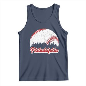 Philadelphia Baseball Tank Top Vintage Skyline City TS10 Navy Print Your Wear